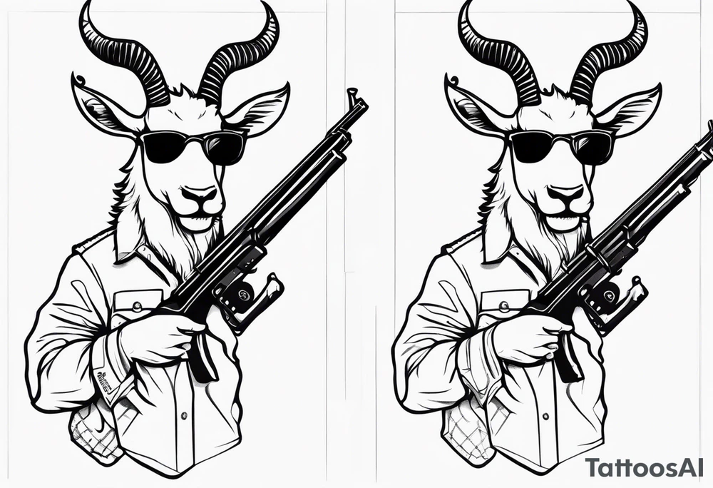 capricorn with sunglasses and a shotgun tattoo idea