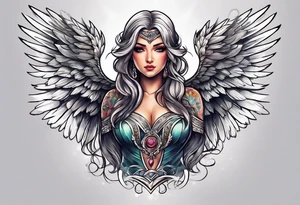 Arc angel with wings tattoo idea