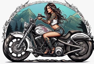 Girl on top of a motorcycle tattoo idea