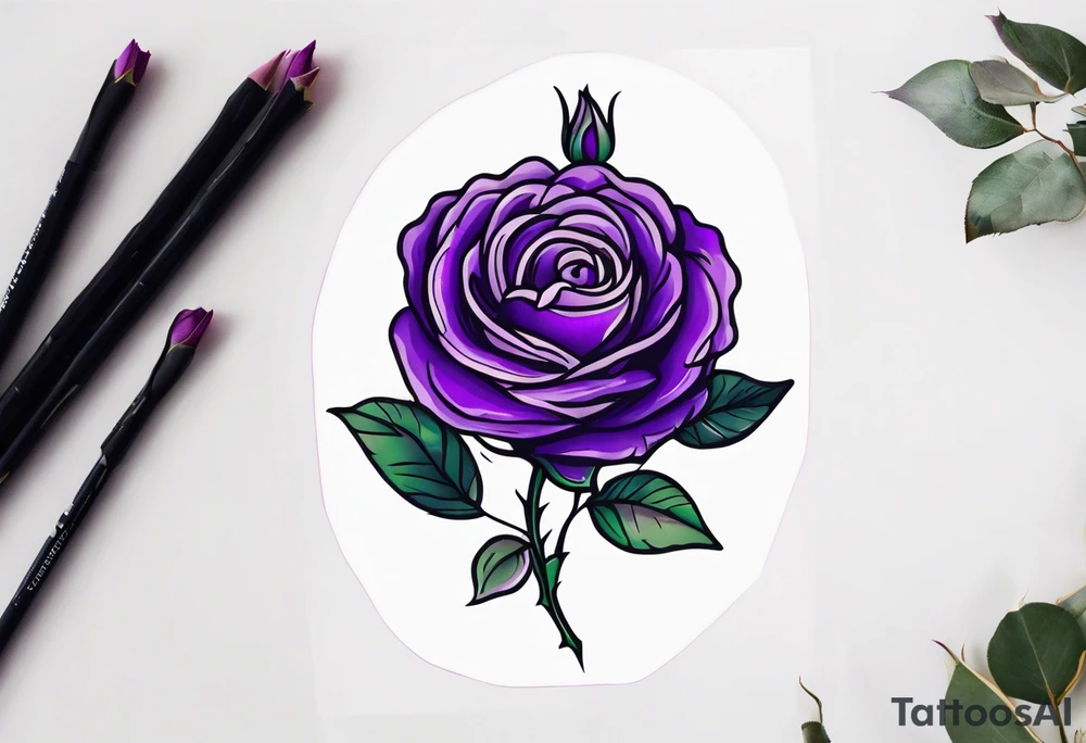 Purple rose tattoo idea