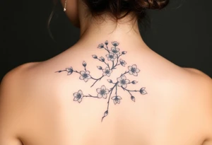 delicate cherry blossoms swirling in spring breeze with petals tattoo idea