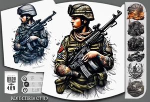 Army soldier memorial tattoo idea
