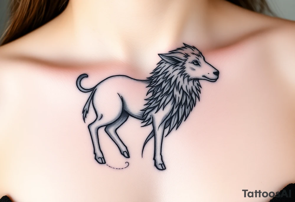 A sheep wolf mystical creature tattoo idea