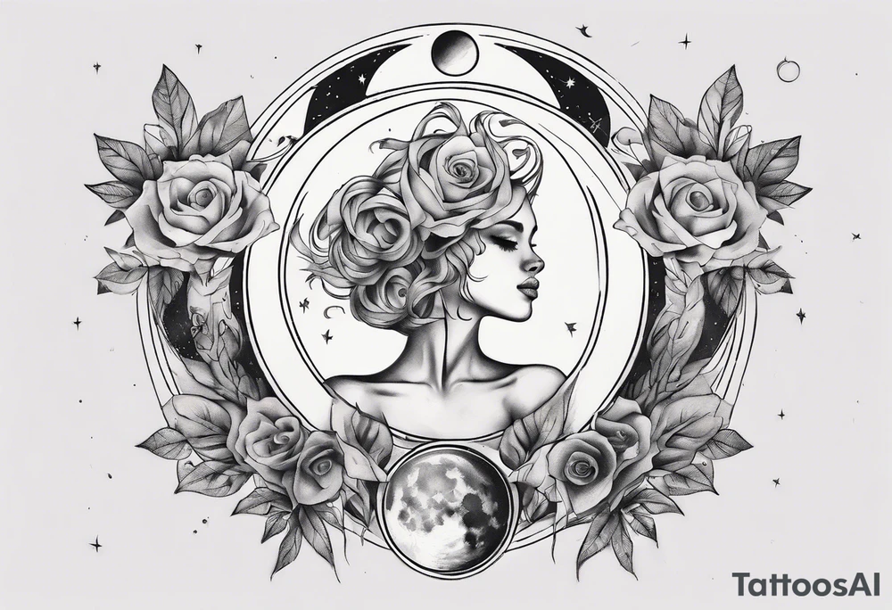 Woman's moon phase chest tattoo tattoo idea