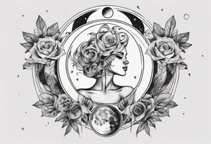 Woman's moon phase chest tattoo tattoo idea