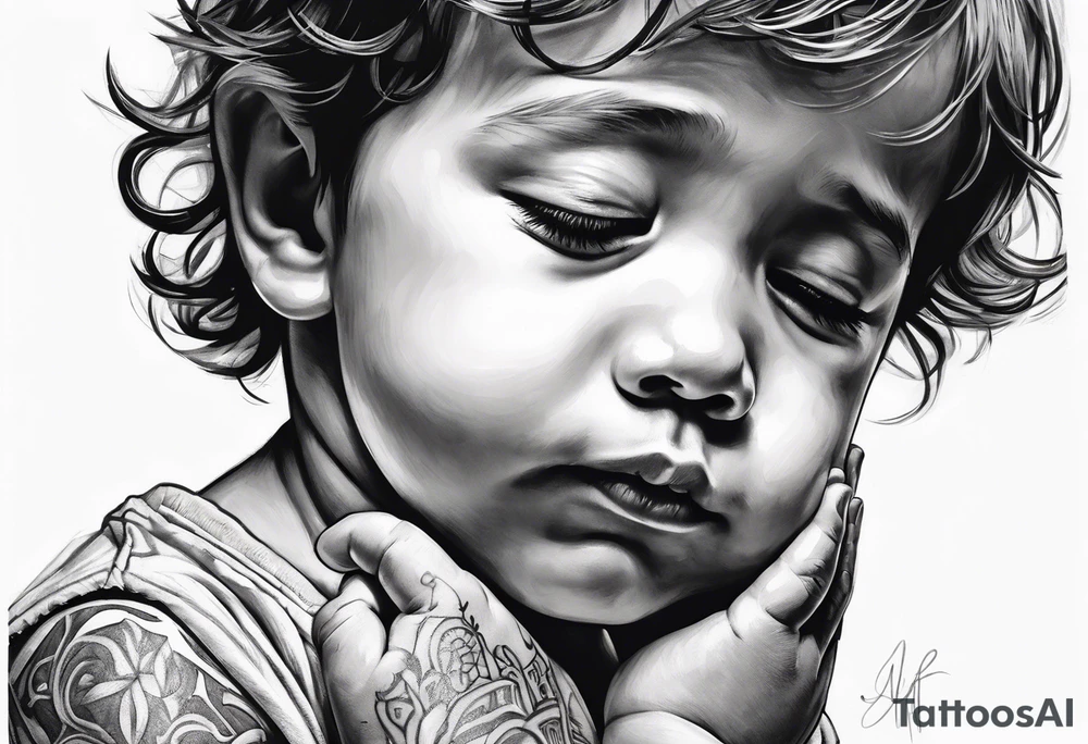 little boy praying tattoo idea