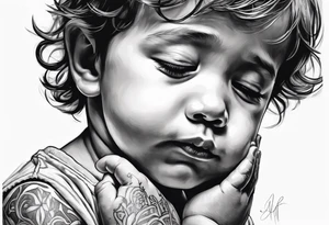 little boy praying tattoo idea