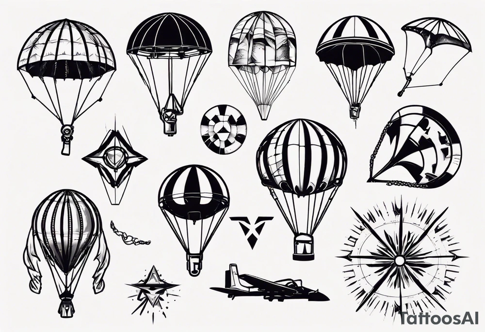 parachute and guns tattoo idea
