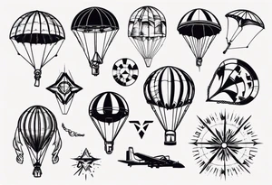 parachute and guns tattoo idea