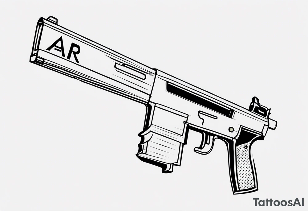 The letters AR with a pistol on each side tattoo idea