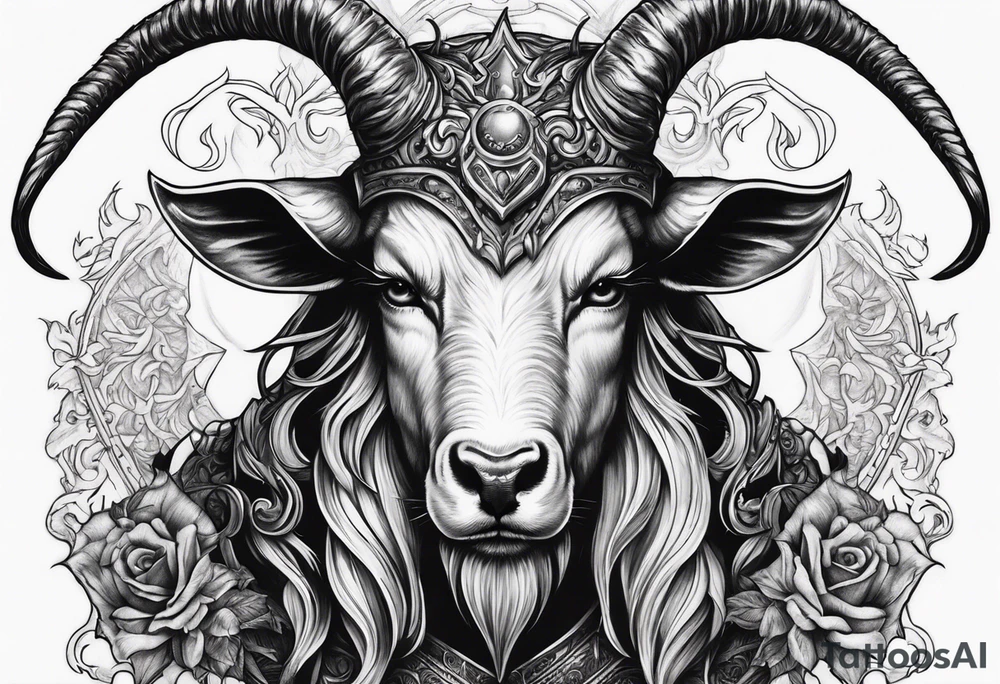 Devil with goat horns tattoo idea