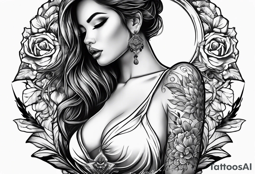 FℲ with women’s body outline tattoo idea