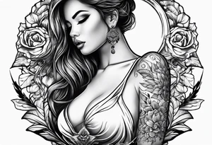 FℲ with women’s body outline tattoo idea