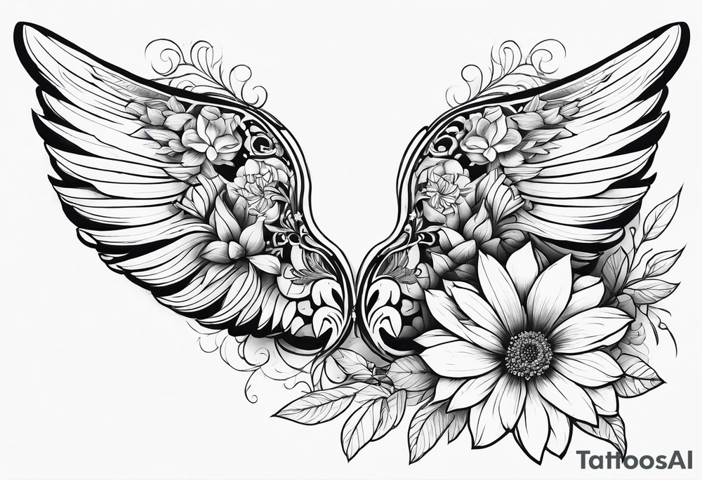 wing, flower, tattoo idea