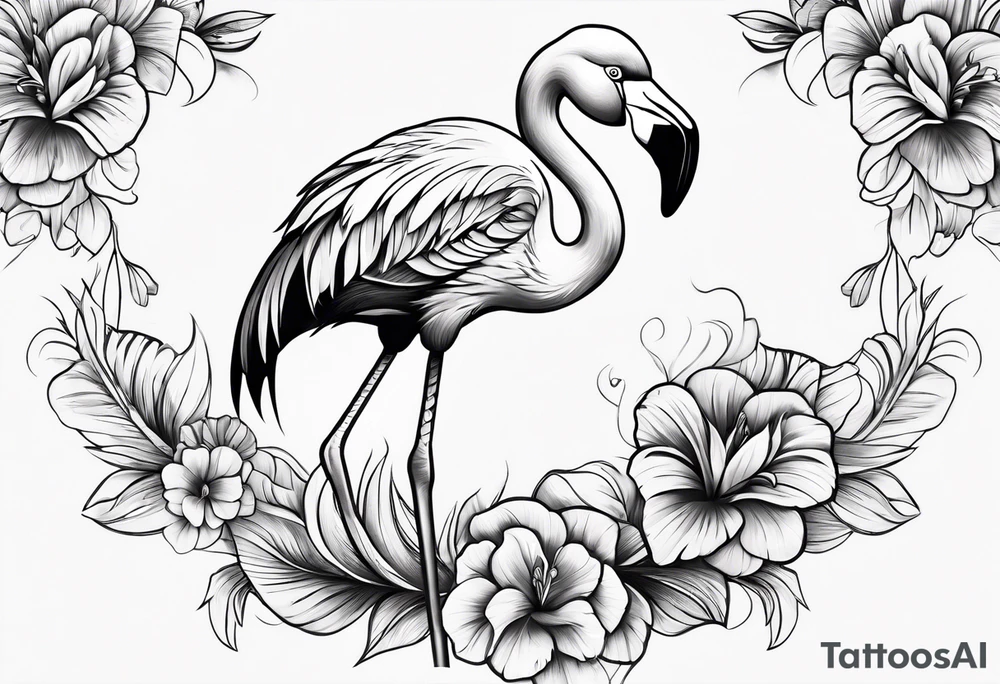 flamingo tall tattoo idea