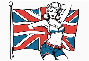 Pinup girl holding a Norwegian flag tattoo idea