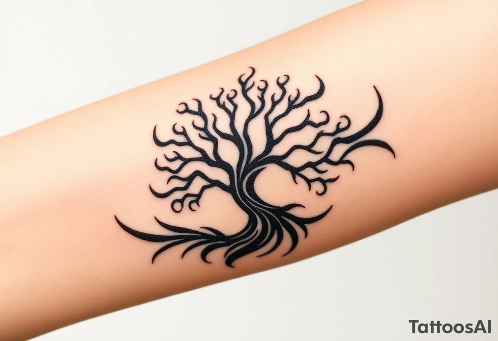 Swirling 
Tree moving in a spiral direction tattoo idea