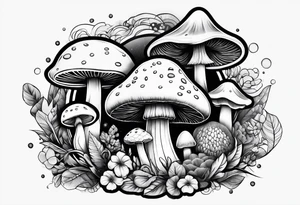 tattoo sleeve girl tongue mushrooms tattoo idea
