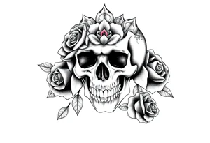 Skull with roses and mandala tattoo idea