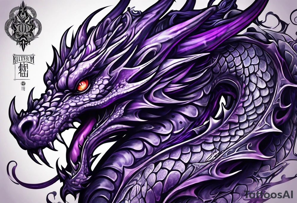 Purple eldritch dragon arm sleeve tattoo idea