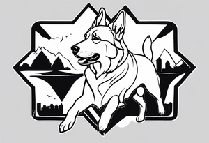 a golden retriever and a german shepherd both in plain white karate gis tattoo idea