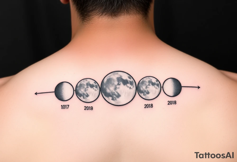 Moon phases with dates tattoo idea