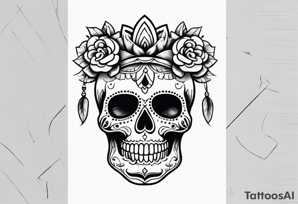 Mexican skull with smoke coming from the bottom tattoo idea