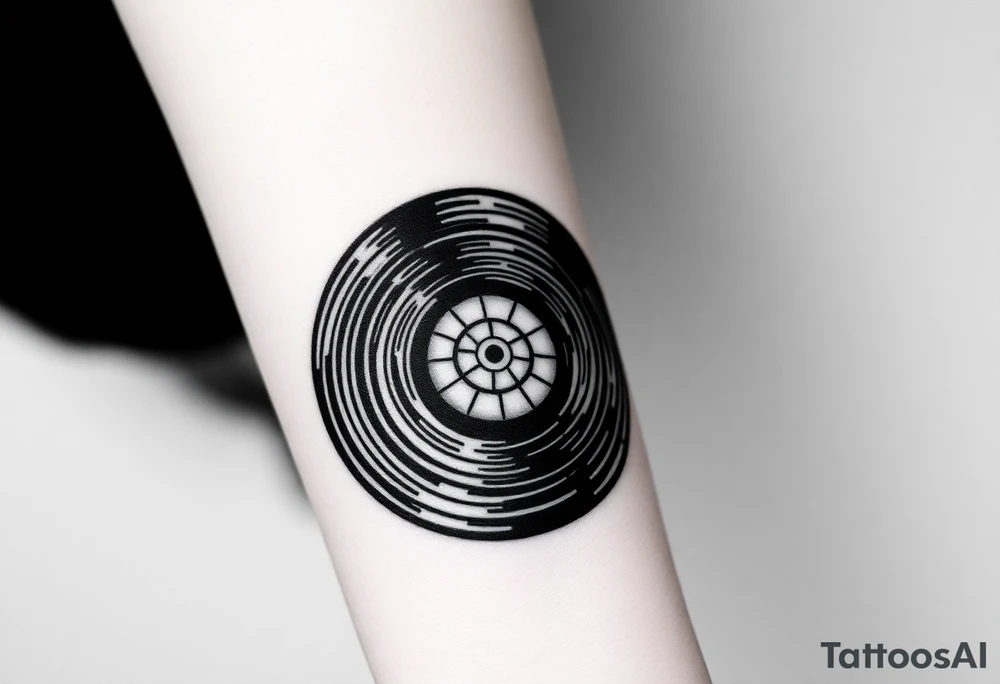 vinyl record and disco ball tattoo idea