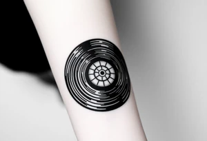 vinyl record and disco ball tattoo idea