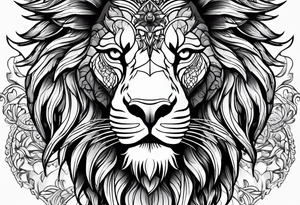 Ornate lion face tattoo idea