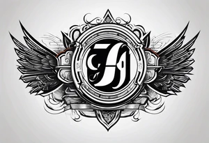 Simple futuristic logo with the letters e, e ,g ,j tattoo idea