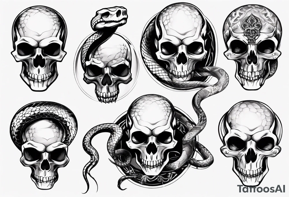 snake with skull tattoo idea