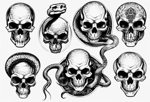 snake with skull tattoo idea