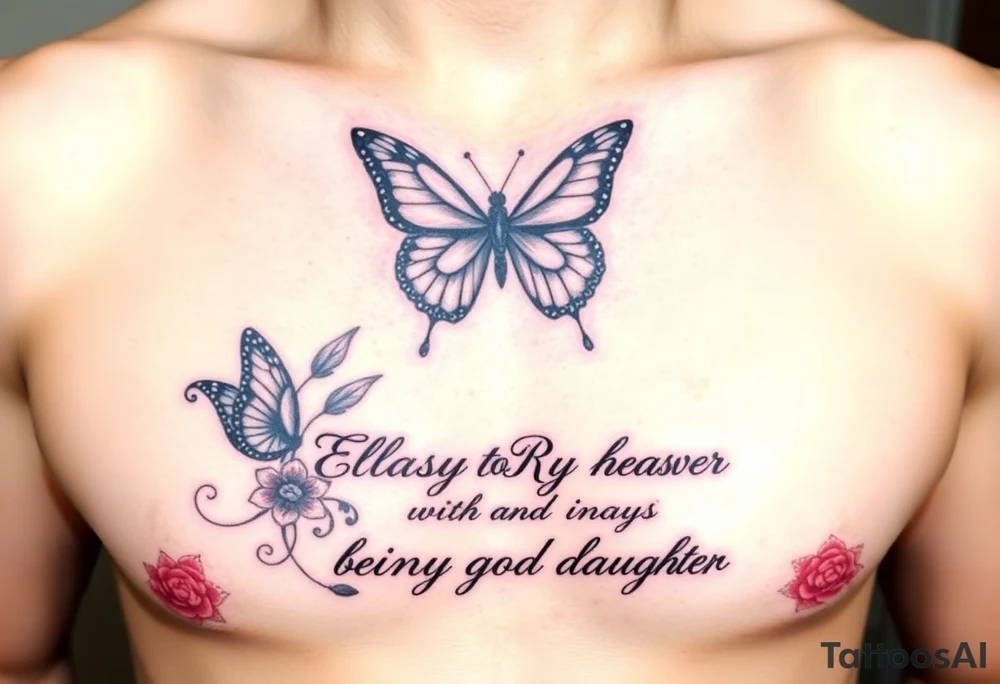 EllaRay with a butterfly and a quote about being my god daughter tattoo idea