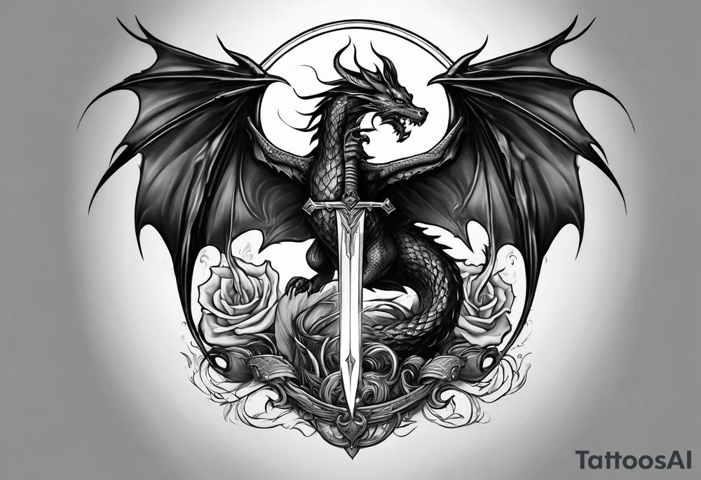 Jesus stabbing a dragon in the heart with a flaming sword tattoo idea
