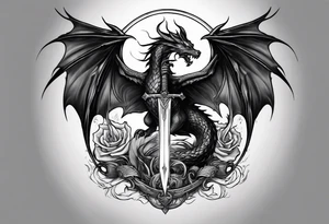 Jesus stabbing a dragon in the heart with a flaming sword tattoo idea