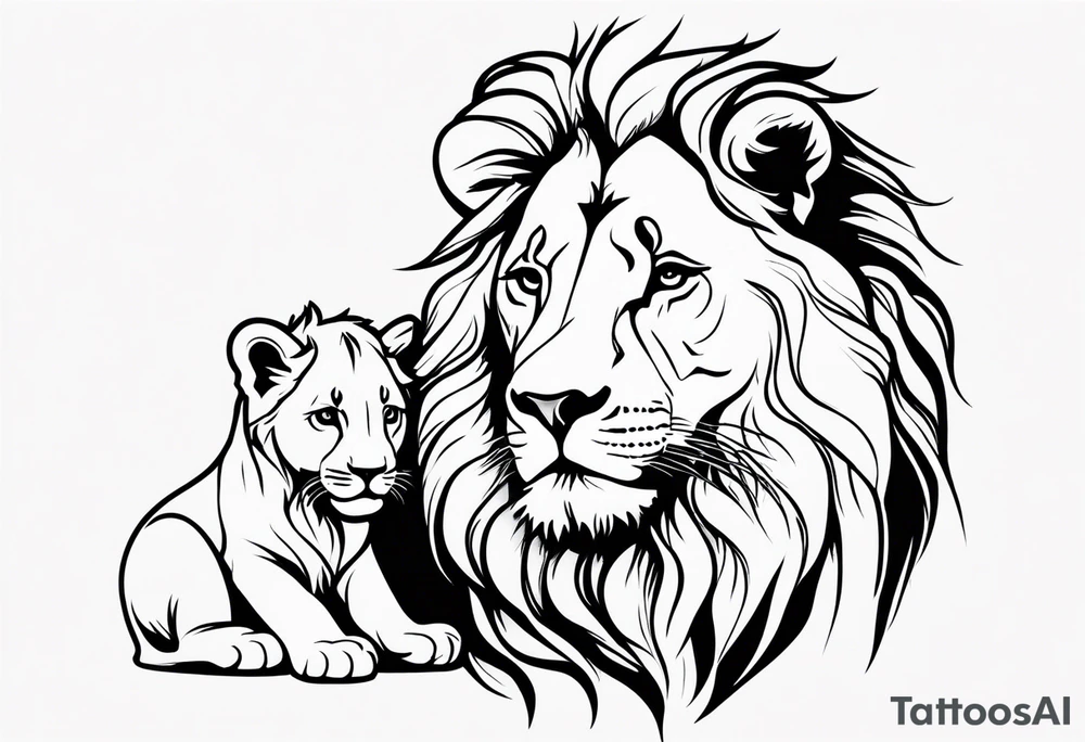 LION WITH CUB tattoo idea