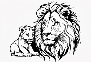 LION WITH CUB tattoo idea