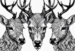 A human with a deer skull head tattoo idea