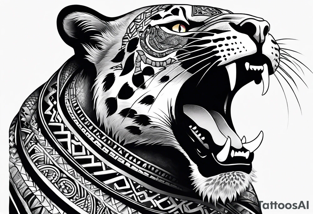 aztec black jaguar with snake tattoo idea
