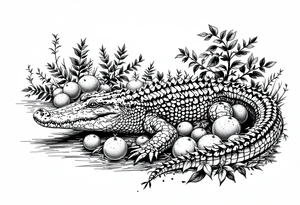 alligator with orange groves tattoo idea