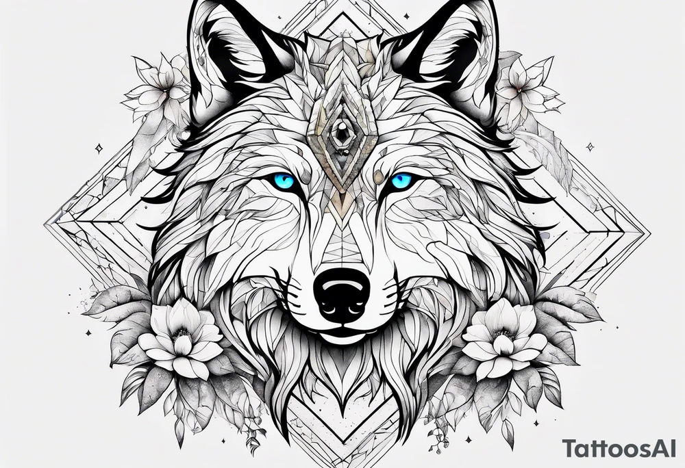 Constellation, animal wolf snow , géométric , flower tattoo idea