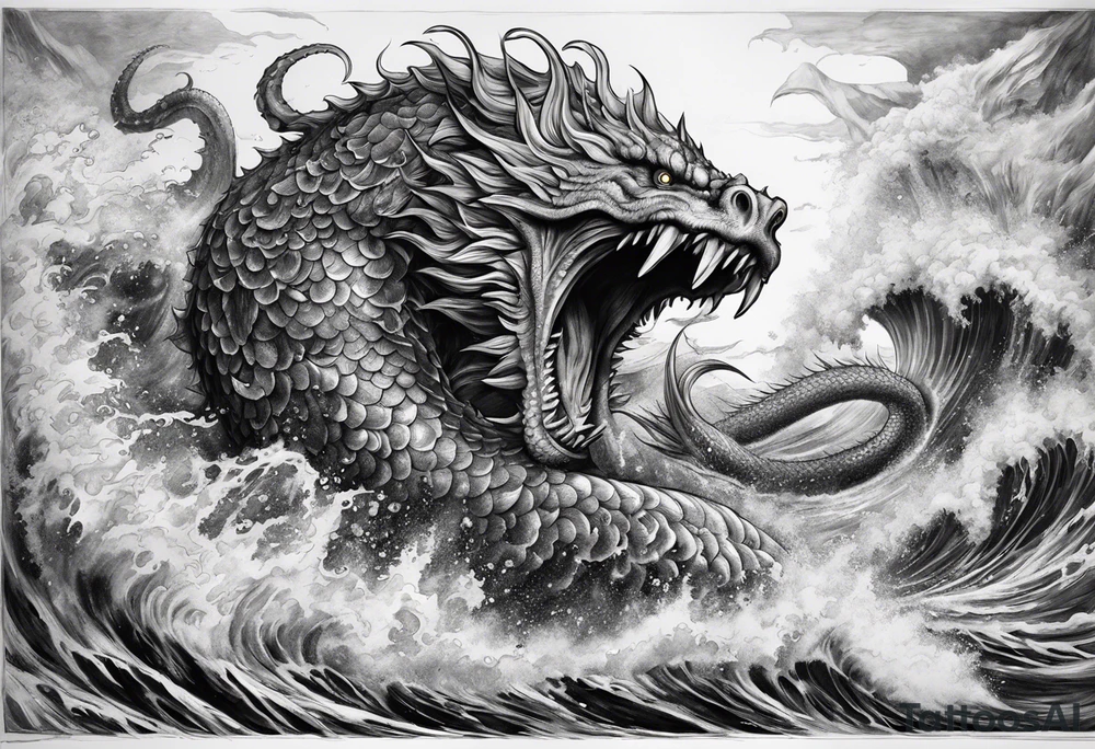 Poseidon battling kraken sea monster tattoo idea