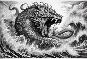 Poseidon battling kraken sea monster tattoo idea