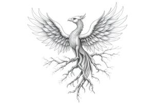 Powerful Phoenix rising large 
tree of life tattoo idea