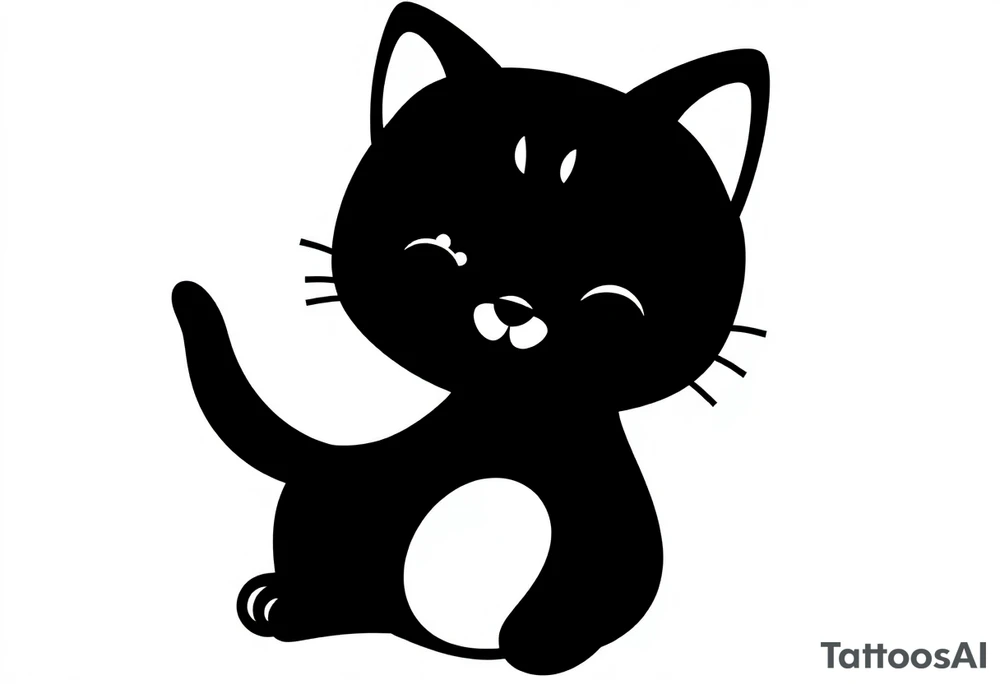cute black cat tattoo idea