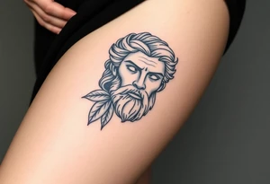 Platos Greek god only his face with a greek leaf tattoo idea