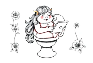 big fat d with a ipad on the toilet shitting with skibidi toilet tattoo idea