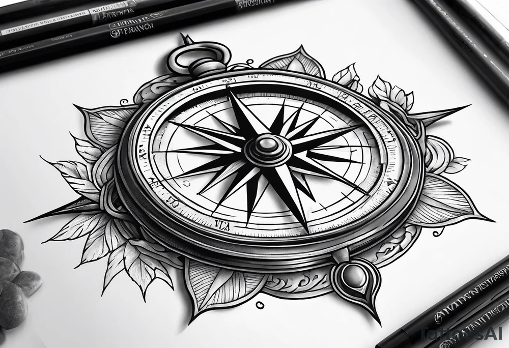 Fire Navy ships Compass tattoo idea