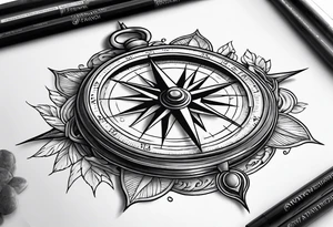Fire Navy ships Compass tattoo idea